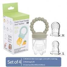4 件装婴儿安抚奶嘴、水果蔬菜出牙玩具、硅胶婴儿牙胶 - 彩色 - 查看 16