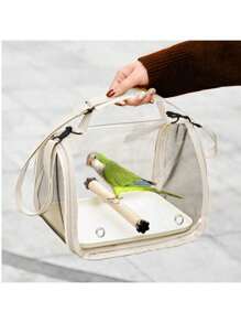 1pc Parrot Carrier Backpack, Breathable Transparent Carrying Cage For Bird, Lizard, Hamster, Pet Supplies
