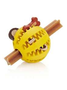 1 Pelota de juguete para perro de color aleatorio, adecuada para juego interactivo y actividades de masticado. Este es un juguete para masticar que puede contener bocadillos. Ayuda a limpiar los dientes de los perros.