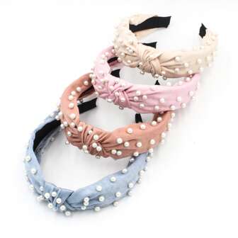 1pc Knotted Pearl Solid Color Headband, Fashion & Casual Wear, Suitable For All Seasons, Hairband Headband For Women ,Hair Accessories