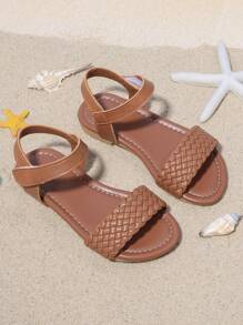 Ein Paar Kinder Sommer Mode gewebte Pantoffeln, geeignet für Jungen und Mädchen, flach für Strand, Heim-Reisen, ein Stil den alle Kinder mögen