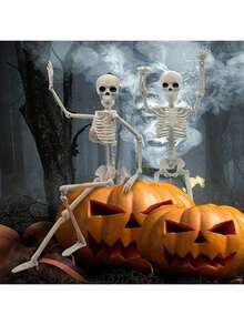 Halloween Skeleton - 40/90cm Halloween Skeletons Decorations, Full Body Posable Joints 15'' Skeletons, Realistic Human Bones With Movable Joints Halloween Party Decoration,Courtyard Deck Lawn Garden Skeleton Props, Creative Small Gift, Holiday Accessory, Birthday Party Supplies, Party Decorations Supplies - Beige - View 12