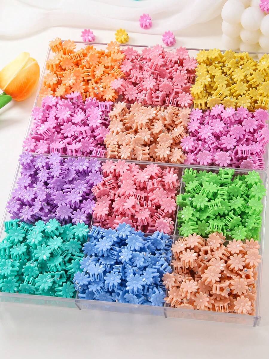 100个/包 彩色迷你发夹，颜色随机，时尚可爱女孩发卡，用途广泛，日常佩戴 - 彩色 - 查看 1