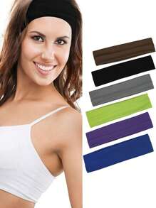 1 Peça de Faixa de Cabeça Elástica Colorida com Cores Ricas - Absorvente de Suor, Faixa de Cabeça Esportiva Elástica, Adequada para Yoga e Fitness, Várias Cores Sólidas, Tricô de Poliéster, Confortável o Ano Todo