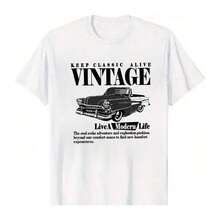 "Unisex 100% Cotton Round Neck Short - Sleeve T - Shirt - 'Keep Classic Alive Vintage' Retro Car Graphic Basic Tee For Summer Men's Tops"Summer Outfits Summer Tops Country Concert Outfit Vacation Outfits Going Out Tops-(Yoo) Vintage Car Graphic Tee - 'Keep Classic Alive' Retro Design | 100% Cotton Unisex Shirt | Summer Casual Top Classic Car Lover's T-Shirt - Retro Automotive Print | Soft Cotton Crewneck | Perfect For Car Shows & Cruises Country Festival Car Tee - Vintage Graphic Design | Breathable Cotton | Music Event Essential Outfit Road Trip Shirt - Retro 'Keep Classic Alive' Design | Lightweight Cotton | Summer Travel Wardrobe Essential Perfect Gift For Car Guys - Vintage Automotive Tee | 100% Cotton | Father's Day & Birthday Present Urban Classic Car Tee - Oversized Vintage Graphic | Soft Washed Cotton | Retro Streetwear Style Essential Car T-Shirt - 'Keep Classic Alive' Subtle Print | Classic Unisex Crewneck | Timeless Wardrobe Staple - White - View 6