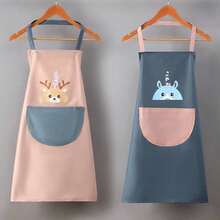 1pc Kitchen Apron,Oil-Proof And Water-Proof,Cooking Apron With Pockets,Easy To Clean,Kitchen,Bathroom,Home,Household Supplies Christmas For Holiday Gift Giving - 霧霾藍 - 查看 4