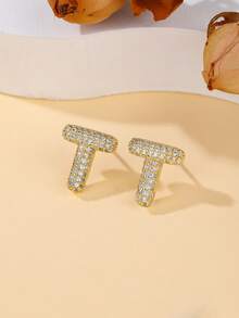 1 对泡泡首字母耳钉精致泡泡方晶锆石 26 个字母 A-Z 个性化名字耳钉情人节珠宝生日礼物适合女士和女孩 - 大號字母耳環 - 查看 17