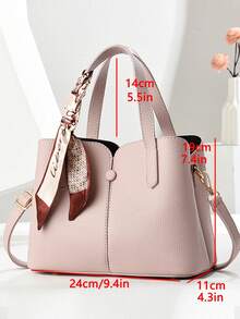 Set Of Ladies' Small Hand Carry Bag, New Fashion Shoulder Bag With Embroidered Mini Square Bag And Scarf - Pink - View 3