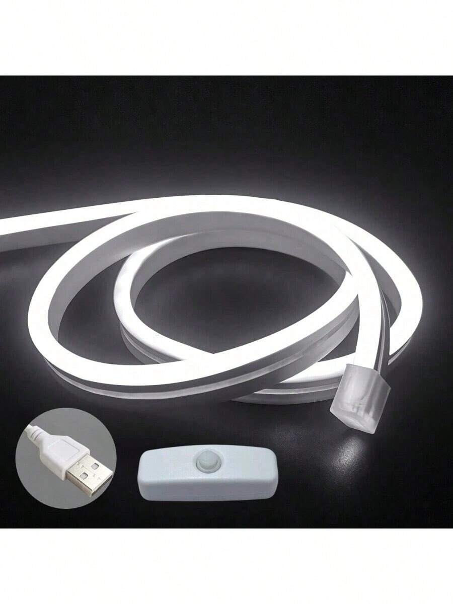 5V USB LED 霓虹灯带 霓虹灯绳 柔性防水霓虹 LED 灯带 适用于室内外卧室电视背光柜等/白色