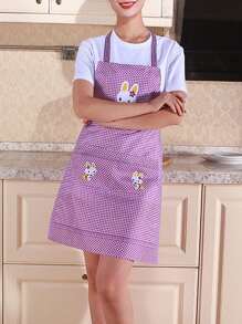 1pc Bunny Pattern Neck Hanging Apron For Home Kitchen Restaurant Dining