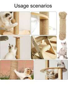 20 metri * 6mm Corda di canapa per graffio di gatto, materiale durevole in sisal, ideale come parti di ricambio per artigianato fai-da-te e giocattoli per animali domestici, adatto per giardinaggio, legatura, decorazione domestica, escursioni all'aperto, allestimento di eventi, supporto per graffiare i gatti.