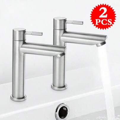 2Pcs Twin Taps Set Hot And Cold Pair Tap Traditional Bath Bathroom Basin Sink