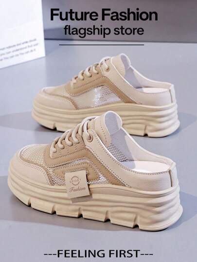 LISM زوج من صنادل النساء من الشبك والكعب السميك المرتفع والموضة المتنوعة للاستخدام اليومي