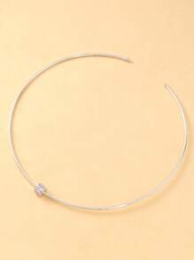 1 pieza Collar de circonita redonda, accesorio de moda para fiestas para mujeres