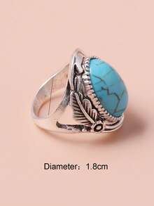 1 件女士放松石复古风格戒指，适合日常佩戴、约会、度假、婚礼 - 藍色的 - 查看 4