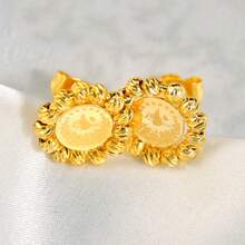 1 Set Classic 21K Gold Plated Coin Earrings, Dubai Bride Wedding Party Jewelry - Stud Earrings - View 13