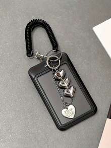 1个可扩展心形卡包钥匙扣，配有黑白心形吊坠，经久耐用，时尚设计，适合女性。可爱实用的塑料钥匙扣，校园必备，时尚钥匙扣配有金属心形吊坠，可收纳身份证、信用卡、交通卡和钥匙。 - 彩色 - 查看 5