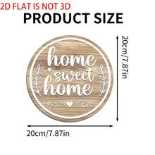 2D Flat, 1pc Rustic "Home Sweet Home" Wooden Hanging Sign With Greenery - Round Farmhouse Welcome Decor For Front Door, Porch, Garden Or Yard Craft, Hanging Sign Plaque And Other Wall Art, Rustic Farmhouse Decor For Home Office Or Porch