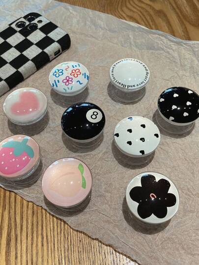 1pc Vintage Pool Ball Number 8 Phone Stand, Retractable Anti-Drop Holder, Minimalist Unisex Design Compatible With IPhone, Android Phone, Gift For Birthday, Family, Friends Push-Pull Phone Grip, Phone Holder, Phone Accessories