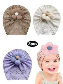 1 Cappellino carino per bambini in stile europeo e americano per primavera ed estate, cappello morbido e sottile con fiori e lavorazioni traforate, cappellino per bambini