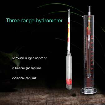3 Scales Saccharometer Hydrometer Wine Alcohol Tester Gravity Meter For Homemade Wine, Beer, Cider Alcohol Testing