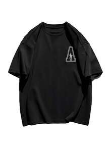 200g Pure Cotton T-Shirt 2025 Summer Ladies New Short Sleeve Pure Cotton Holiday Pattern Short Sleeve Round Neck Couple Wear Small Shirt Tops - 黑色 - 查看 3