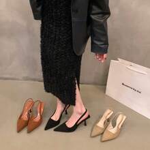 Temperament Celebrity Sandals Fairy Shoes New Spring And Summer French Pointed High Heels Single Shoes - Brown - View 9