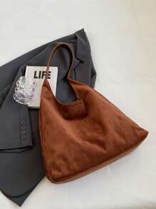 2 Pieces Set With Coin Purse Vintage Suede Tote Bag, Large Capacity Casual Shoulder Handbag, Patchwork Color Block Design Tote Bag, Versatile For Commuting, Shopping, Suitable For Office, College, Work, Business, Outdoor Activities, Travel For Young Women, Students, Office Ladies