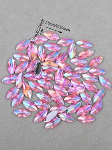 100 cái/gói, Đá giả Acrylic hình mắt ngựa 7*15mm, Đá giả đáy phẳng có đế bạc, Đá giả mắt ngựa nhọn không có lá kim, Dùng cho đồ thủ công tự làm, Trang phục khiêu vũ, Túi xách, Giày dép - Nhiều màu - Xem 2