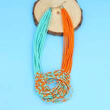 1pc Boho Beach Vacation Decorative Necklace, Multilayer Handwoven Mini Beaded Necklace - Knot Necklace - View 4
