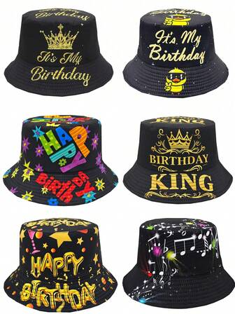 Stylish "It's My Birthday" Crown Design Bucket Hat - Lightweight, Black With Golden Lettering, 1pc Polyester Bucket Hat For Birthday PartiesMen's Sun Hat Summer Hat, Suitable For Summer Outdoor Activities Such As Hiking And Fishing