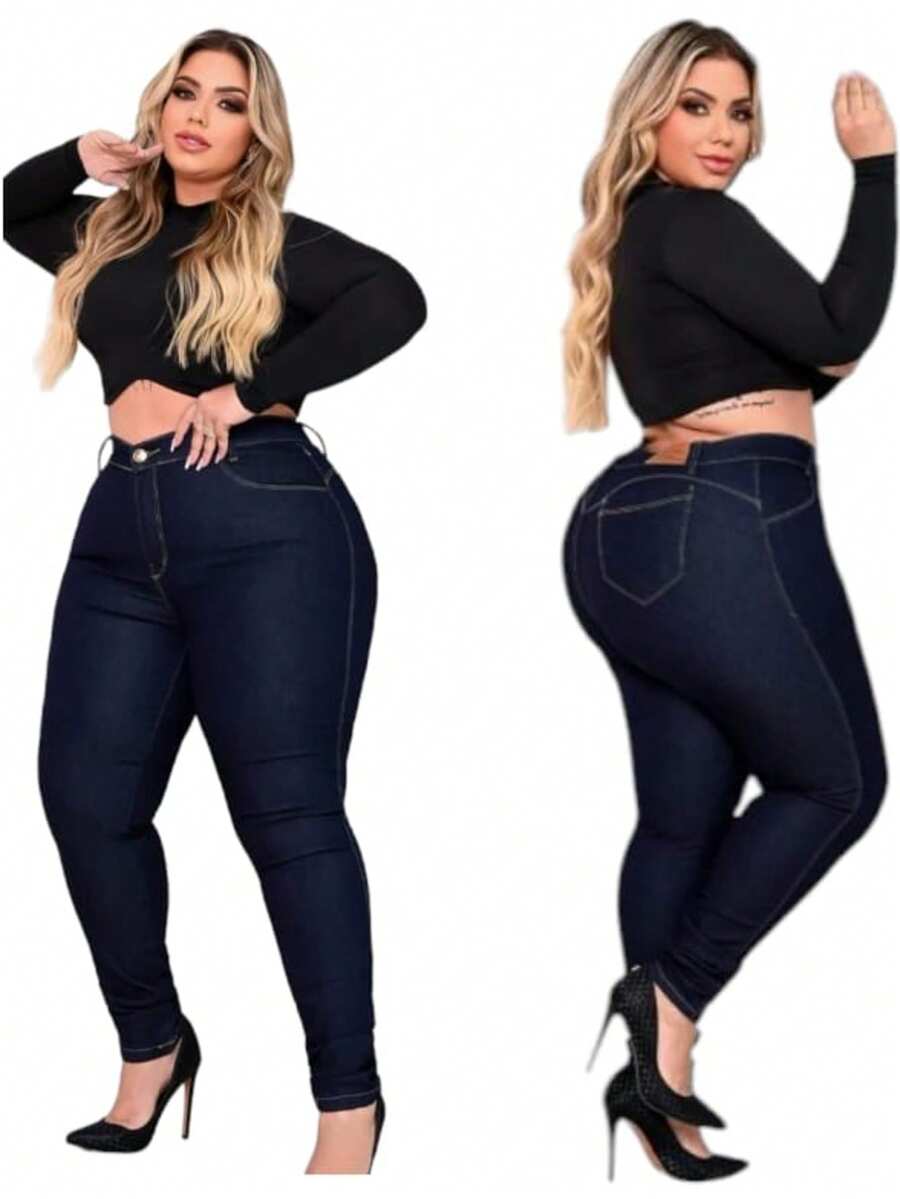 Women's Plus Size Jeans With Lycra Skinny Moda Premium Up To 56 - Blue - View 1