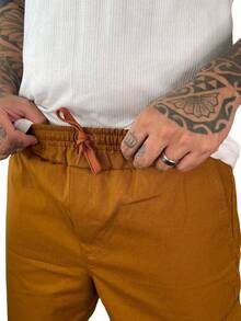 Men's Bermuda Shorts With Cargo Pockets - 駝色 - 查看 5