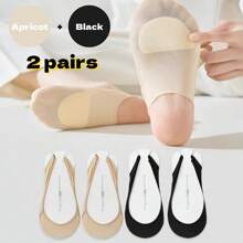 2 pares de calcetines invisibles con agarre de media palma, cómodos y transpirables, calcetines de tobillo con cojín de esponja gruesa, calcetines invisibles con perforaciones, antideslizantes y amortiguadores de impactos para zapatos de mujer