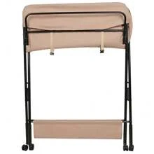 Cambiador de bebé, cambiador plegable, cambiador con cesto portaobjetos, cinturón de seguridad y 4 ruedas con freno, altura regulable 74 x 63 x 92-98 cm, apto para recién nacidos