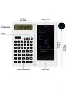 10-Digit Scientific Calculator - High-Resolution LCD Display, Compact Foldable Design, With Handwriting Tablet, Solar And Battery Dual Power - Ideal For Teachers, Engineers And Professionals, Back To School - White - View 3