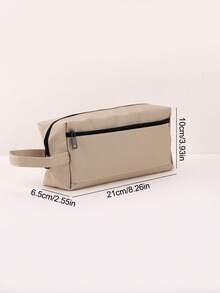 1 pieza Estuche de lápices de lona de unicolor personalizado con bordado multifuncional, estuche de lápices personalizado con texto personalizado - gran capacidad, bolsa de almacenamiento - perfecto para útiles escolares, esenciales de oficina, multifuncional