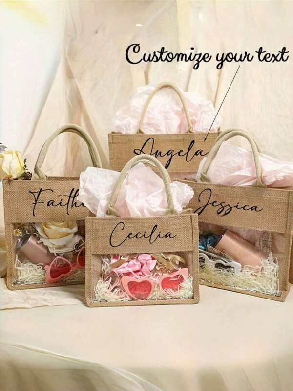 Personalized Tote Gift Bag,Bridesmaid Bags,Beach Bag Gift,Bridesmaid Gifts,Bachelorette Party Favor,Jute Bag,Bridal Party Gift,Thank You Bag ,Multi-Functional,Ornamental,Letter,Stylish,Modern,Colorful,Cute,Adorable,Casual,Custom,Personalised,Unique,Customized,Ideal Gifts For Him,Ideal Gifts For Her