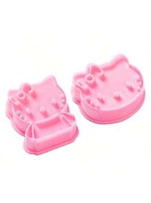 Sanrio 2pcs Sanrio Hello Kitty Fruit Biscuit Cutting Mold - Cute PVC Biscuit Embossing Tool, Suitable For Birthday Gifts And Kitchen Fun, Perfect For Halloween, Christmas, Easter, Thanksgiving, Plastic Materials