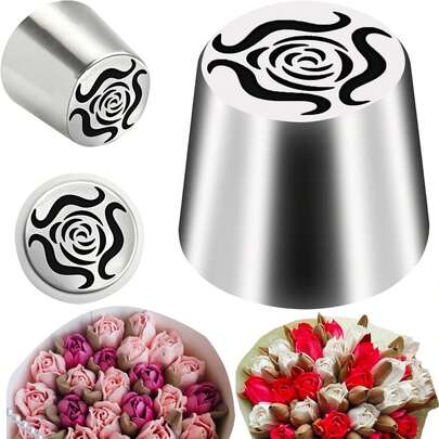 Hendiy Russian Piping Nozzle, Large Stainless Steel Cream Piping Nozzle For Cake Decorating, Russian Cream Piping Nozzle