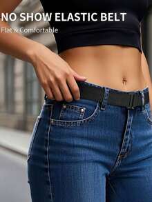 1pc Women's Elastic Waist Belt For Summer - Elastic Waistband, Adjustable Flat Buckle Belt - Jeans Dress Elastic Waist Belt, Suitable For Summer, School, Autumn, Halloween