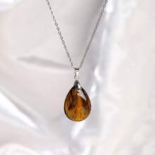 1 pièce Collier pendentif goutte d'eau en pierre naturelle, quartz cristal agate howlite malachite pour la fabrication de bijoux DIY et accessoires