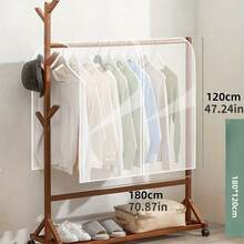 1Pc Translucent Garment Rack Cover Clothes Rack Cover Adult Kids Clothes Protector Waterproof Dustproof Clothes Closet Storage Organizer With Top Strap Design - White - View 16
