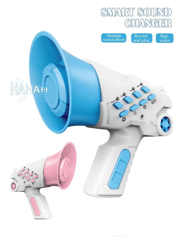 Megáfono eléctrico mini, juguete para niños con altavoz de color cambiante, grabación y reproducción de voz y efectos de sonido, regalo para niños y niñas, accesorios pueden variar, baterías no incluidas