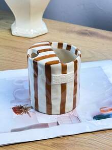 1 pieza Taza de café cerámica con asas y diseño de rayas verticales, forma asimétrica al estilo minimalista europeo, hecha a mano con alta estética, taza multiusos y aislada, adecuada para el hogar, restaurante, café, fiesta y como regalo - Multicolor - Ver 14