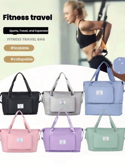 1pc Large Capacity Fitness Bag, Upgraded Thickened Expandable Storage Bag, Oxford Cloth Material, Suitable For Yoga, Fitness, Travel, Leisure Holiday, Can Be Shoulder Bag, Crossbody Bag, Handbag, Luggage Bag