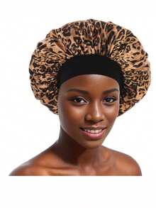2 件宽边弹力睡帽，印花宽边睡帽，豹纹弹力圆帽，弹力圆帽女士护发帽，返校，旅行度假必需品，女士发饰 - 彩色 - 查看 7