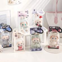 Estuche y bolsa protectora de color macaron de Labubuu (La muñeca no está incluida), bolsa de almacenamiento transparente a prueba de polvo y agua, esencial del verano, estuche de exhibición colgante claro para muñecas Labulabu de 17 cm/15 cm de pie/sentada, organizador compacto de alta claridad para regalo de mujeres (organizador para viajes/decoración del hogar)