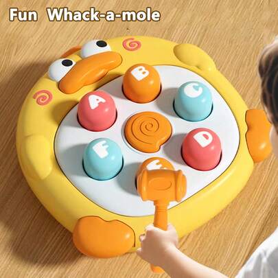 1 件木槌鸭打地鼠玩具，趣味互动游戏玩具，适合 3 岁以上儿童的早教玩具，男孩和女孩，无需电池