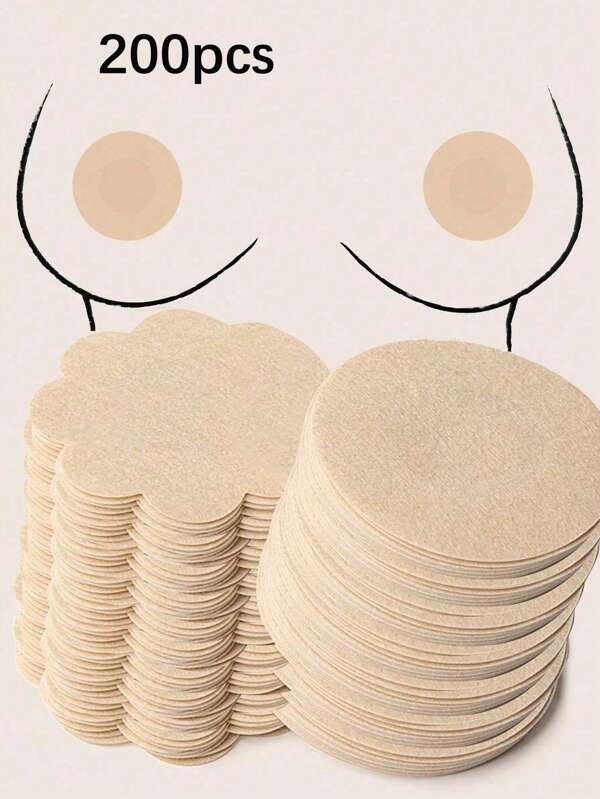 [10/20/50/100/200 piezas] Pezoneras adhesivas desechables - Cobertores sin costuras ultrafinos para mujeres y hombres, pasties transpirables e hipoalergénicos para uso diario, deportes, trajes de baño - unicolor, diseño elegante